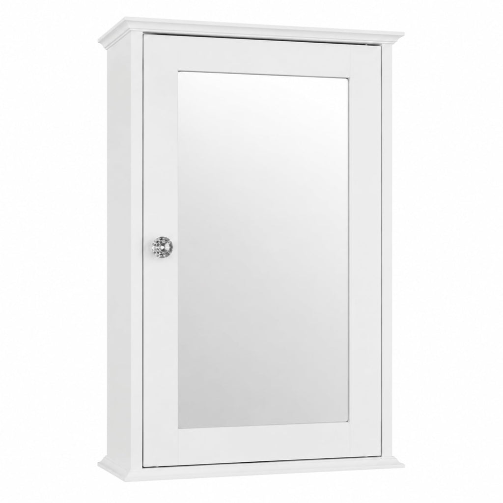 White Mirrored Medicine Cabinet with Single Door and 2 Adjustable Shelves F799