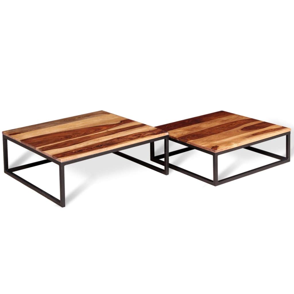 Two Piece Nesting Solid Sheesham Wood Coffee Table Set R9067