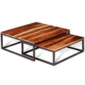 Two Piece Nesting Solid Sheesham Wood Coffee Table Set R9067