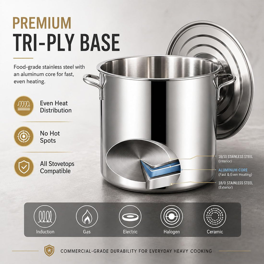 Heavy Duty Stainless Steel Stock Pot with Lid B729058