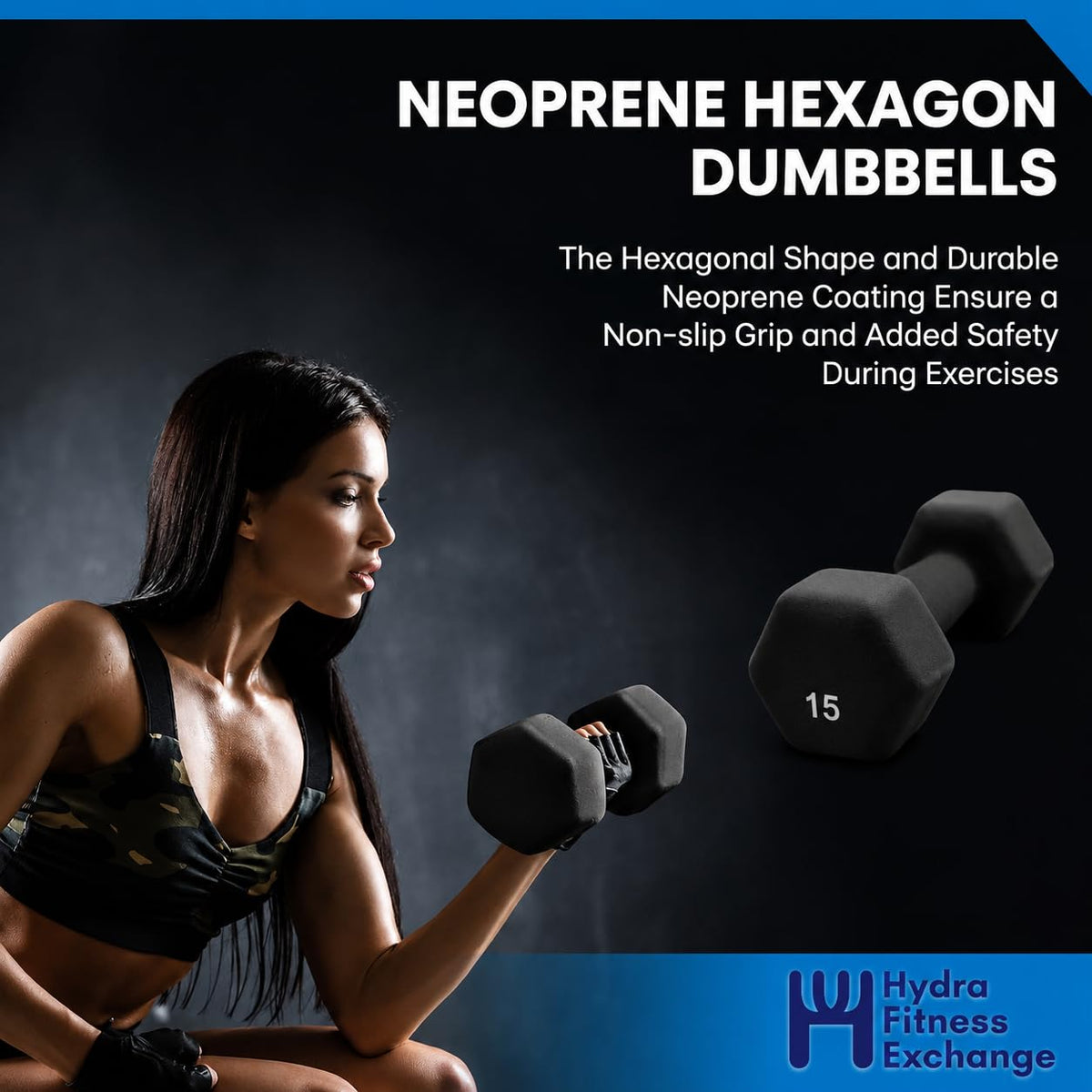 Neoprene Hexagon Dumbbells with Cast Ergo Handle G87767