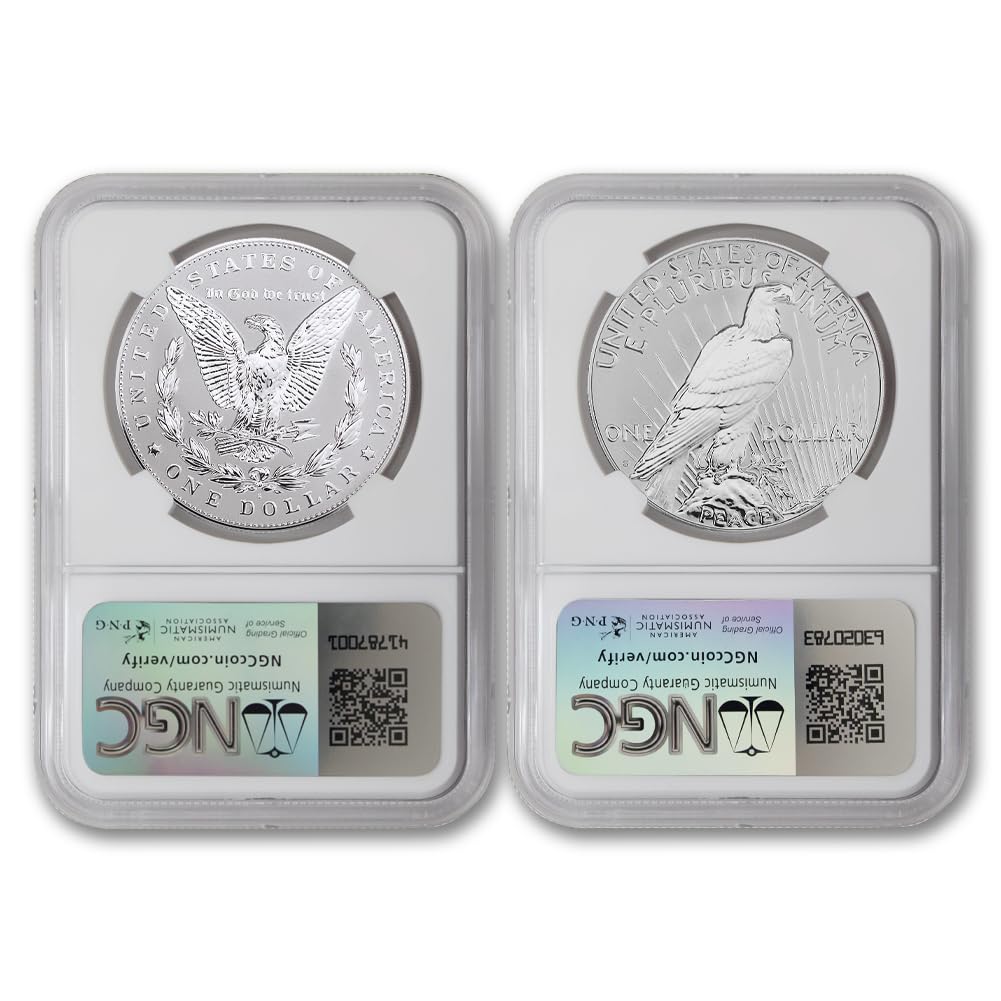 Set of 2 American Silver Morgan and Peace Dollar P277