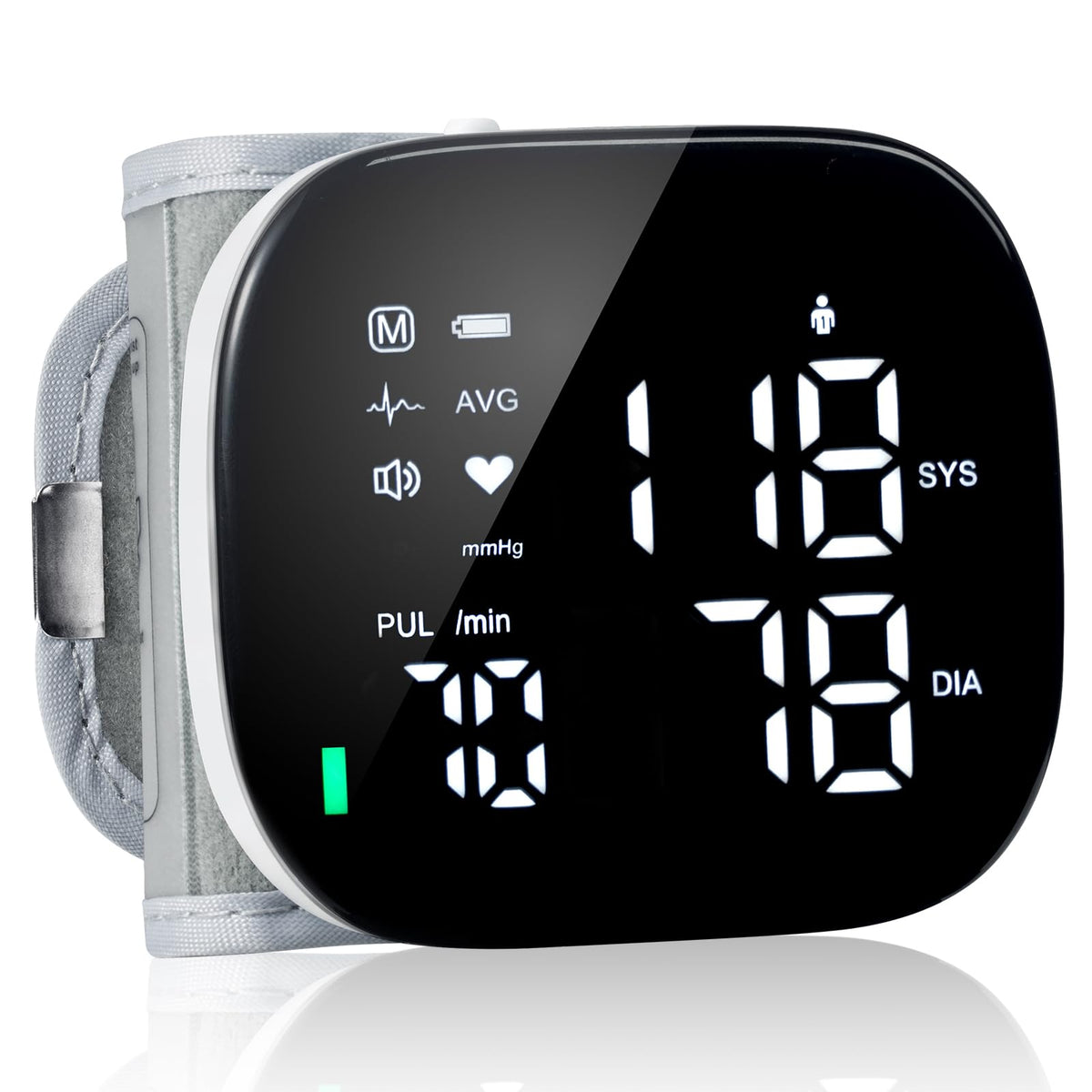 Wrist Blood Pressure Monitor Rechargeable Digital Voice Broadcast LED Backlit 199 Memory Storage for 2 Users with Carrying Case O4318