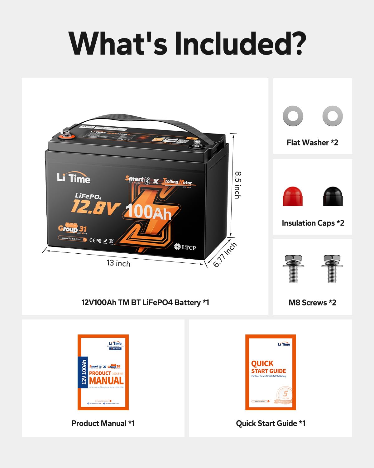 12V 100Ah LiFePO4 Trolling Motor Battery V579069