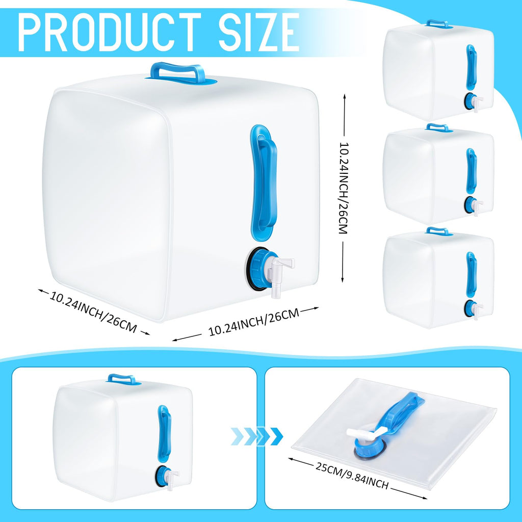 5 Pcs 5.3 Gallon Collapsible Water Container with Spigot Y8267