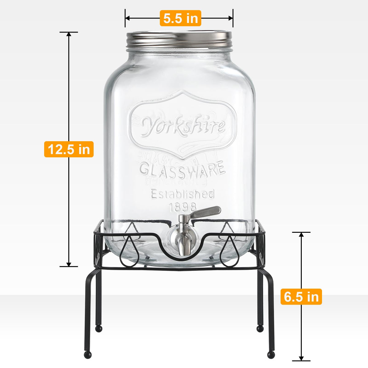 2 Gallon Glass Beverage Dispenser with Stand and Lid W73718