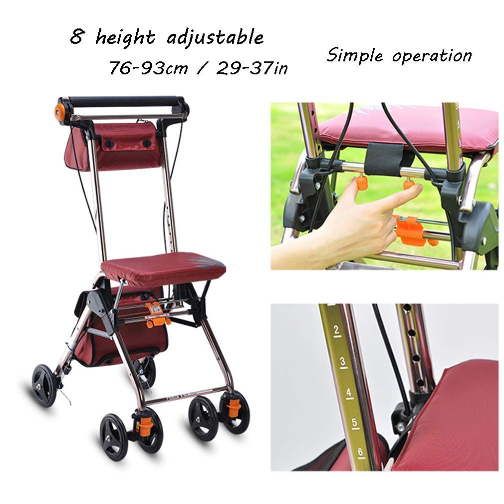 4 Wheels Foldable Rollator Walker with Seat R216