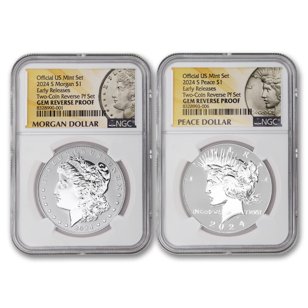 Set of 2 American Silver Morgan and Peace Dollar P277