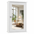 White Mirrored Medicine Cabinet with Single Door and 2 Adjustable Shelves F799