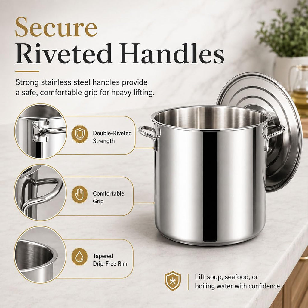 Heavy Duty Stainless Steel Stock Pot with Lid B729058