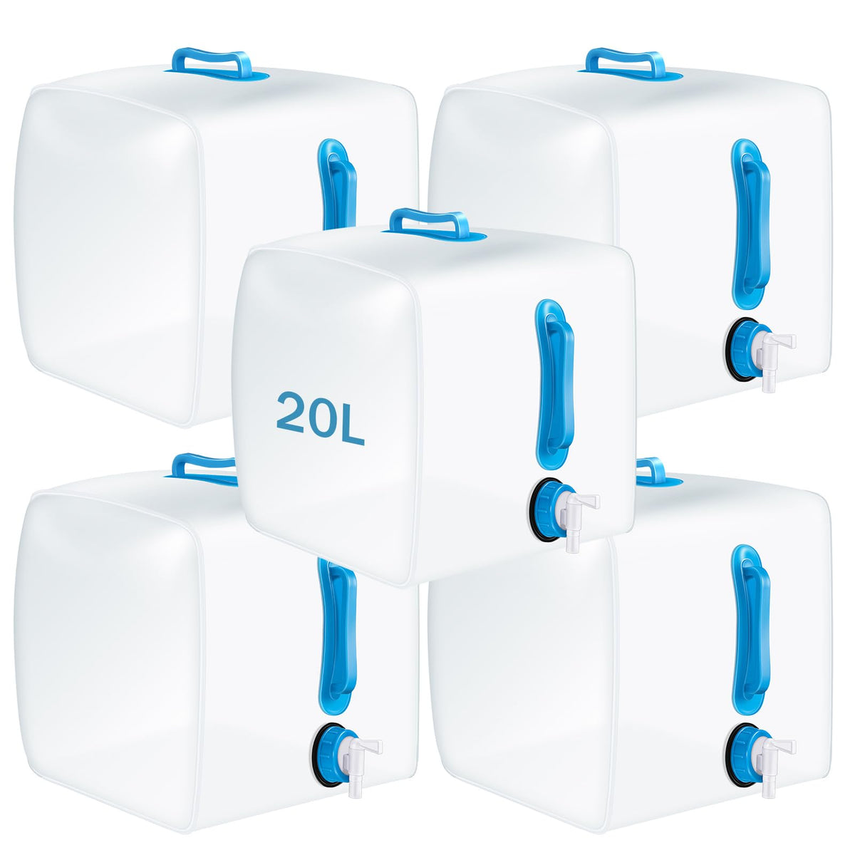 5 Pcs 5.3 Gallon Collapsible Water Container with Spigot Y8267