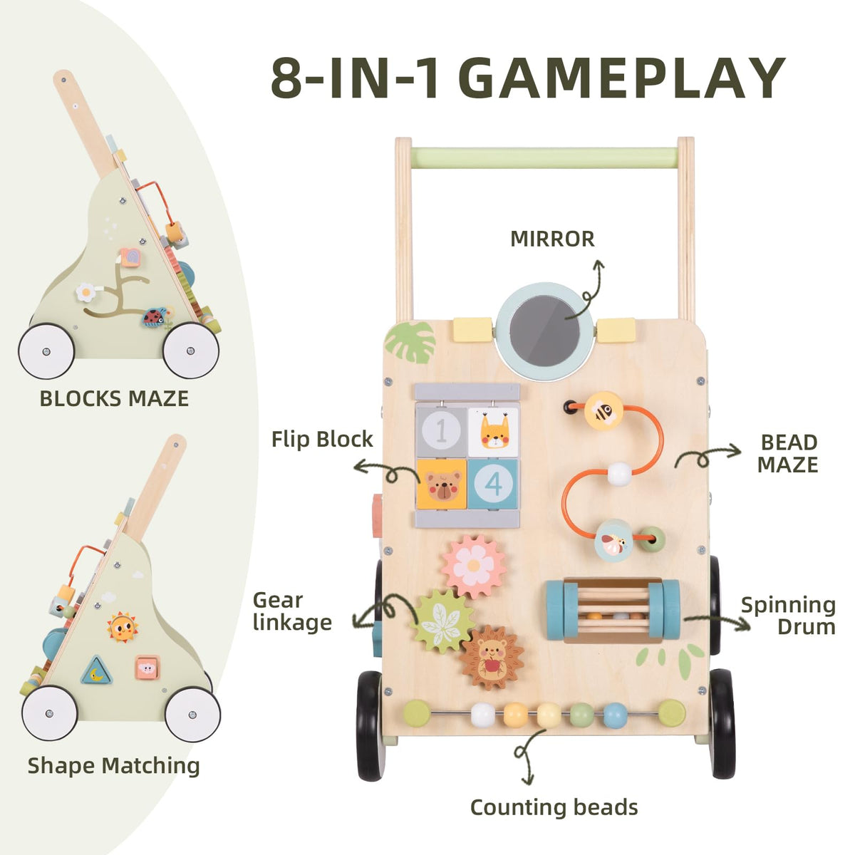 Wooden Baby Walker with Wheels G204