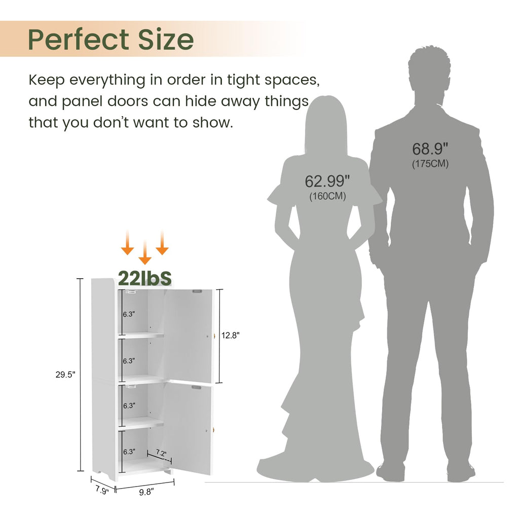 White Bathroom Storage Cabinet with 2 Doors Q141218