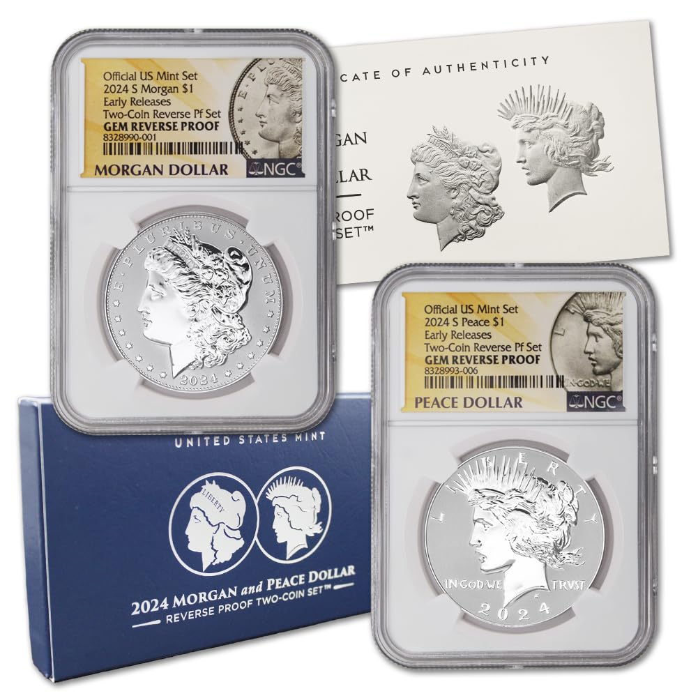 Set of 2 American Silver Morgan and Peace Dollar P277