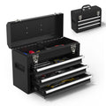 Black 3 Drawer Lockable Metal Tool Box N10964