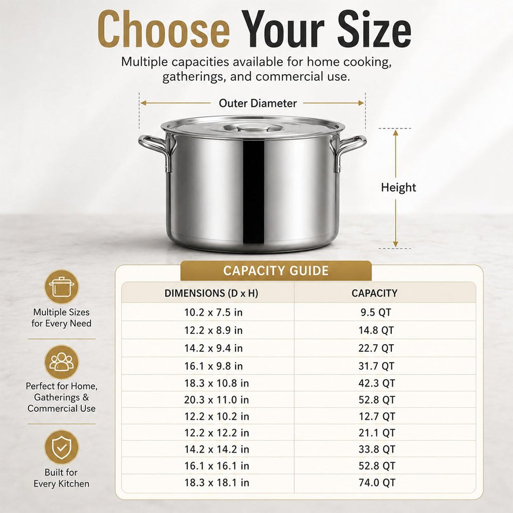Heavy Duty Stainless Steel Stock Pot with Lid B729058