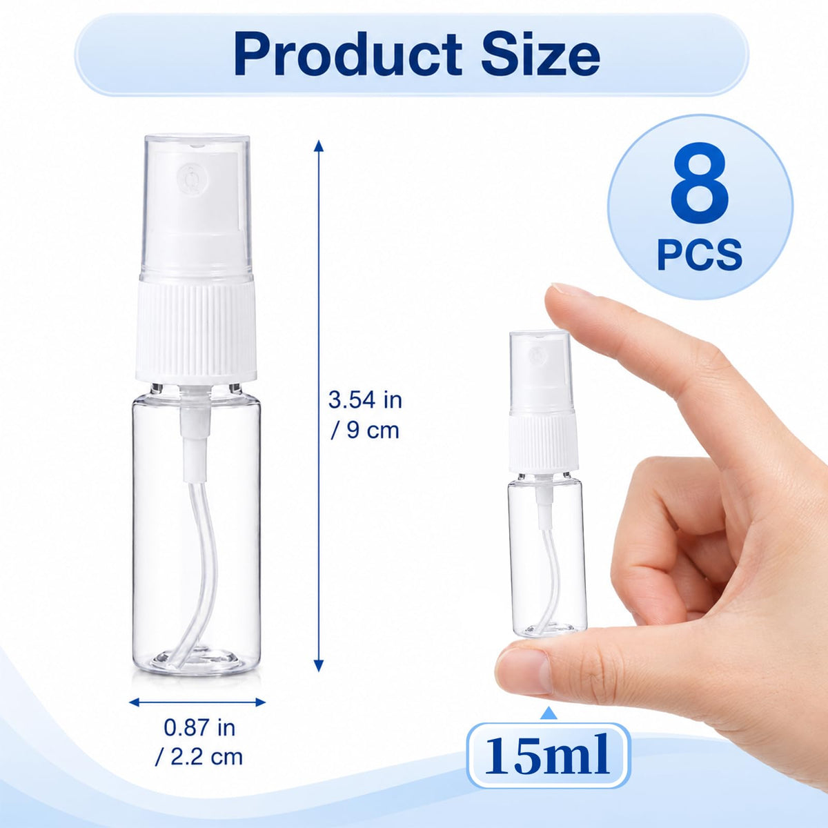 8 Pcs 0.5 Oz Fine Mist Travel Spray Bottles G474
