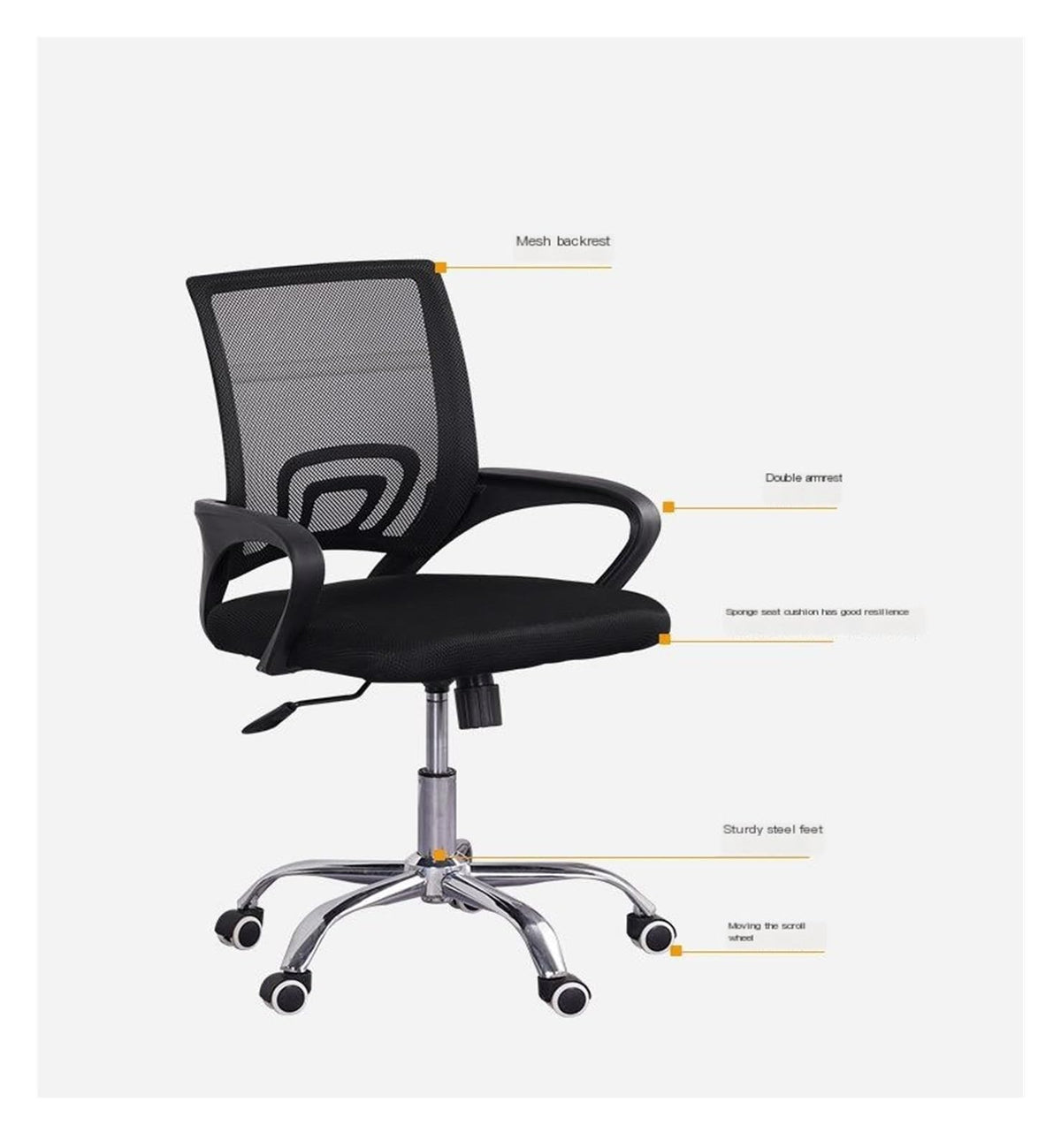 Black Orange Mesh Ergonomic Swivel Office Chair Z860