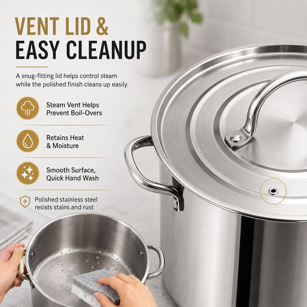 Heavy Duty Stainless Steel Stock Pot with Lid B729058