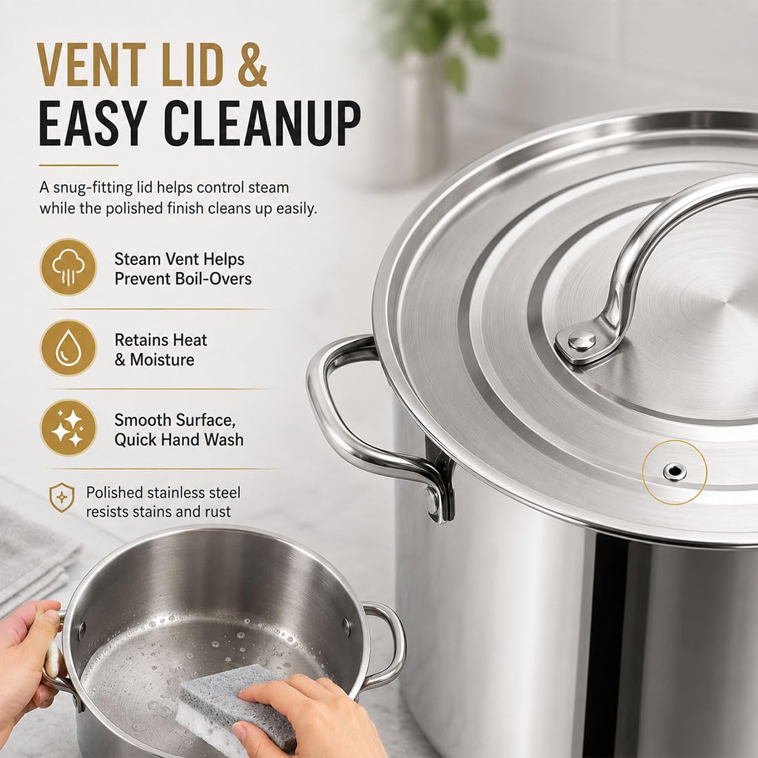 Heavy Duty Stainless Steel Stock Pot with Lid B729058
