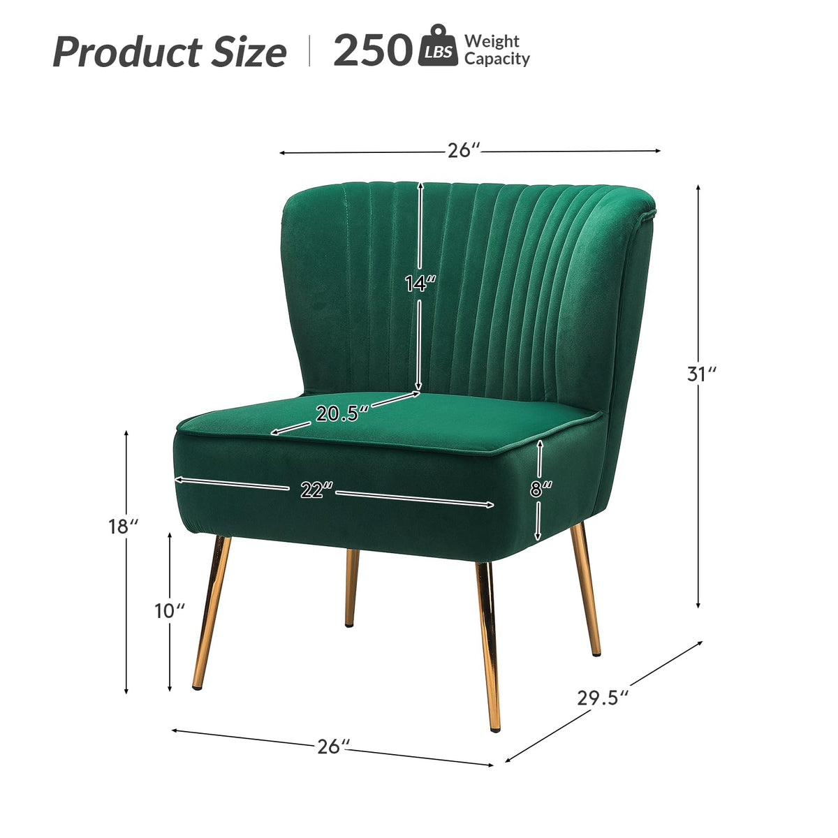 Velvet Accent Chair Set of 2 Green P227