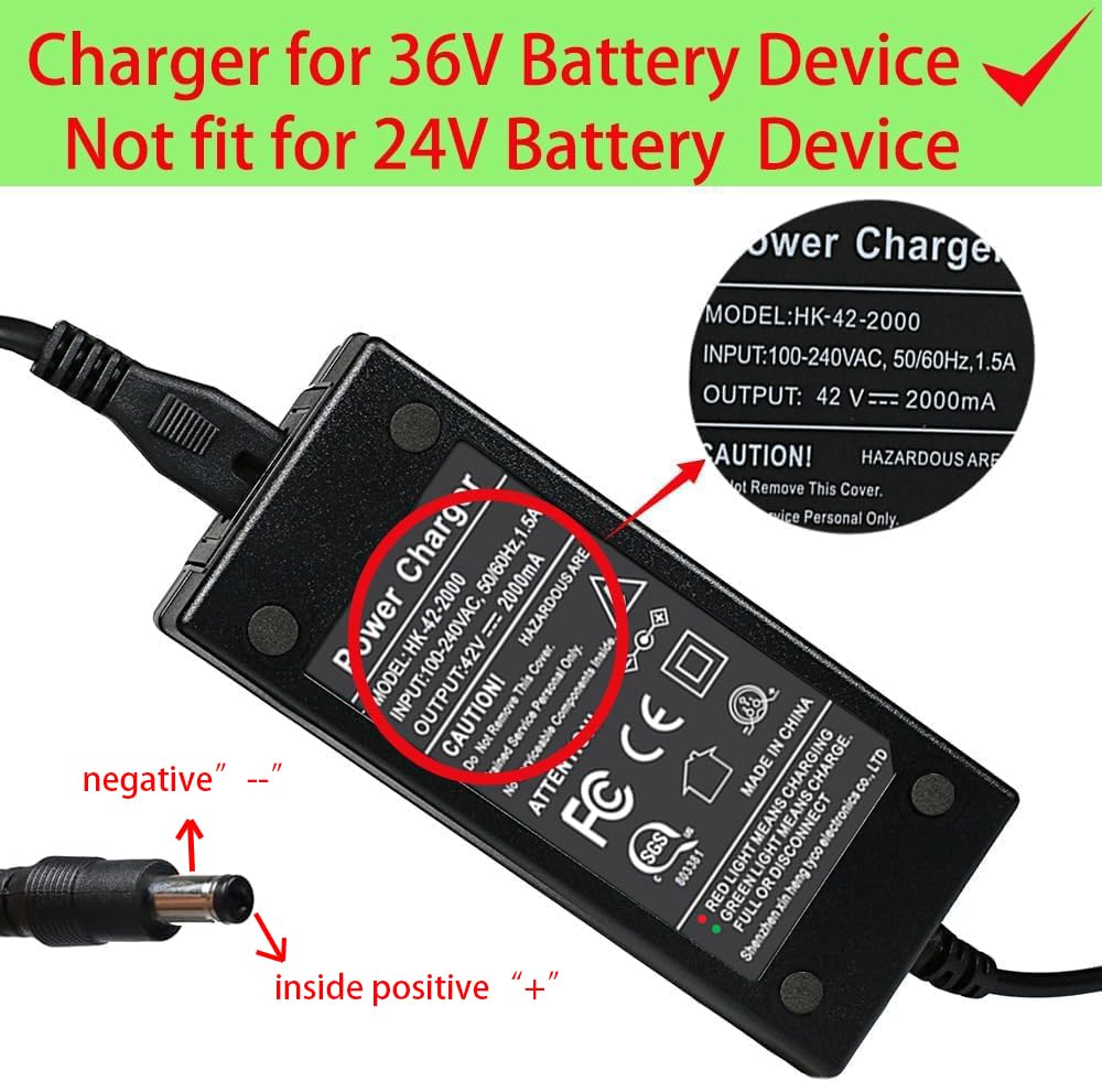 42V 2A DC Power Adapter for 36V Electric Bike Lithium Battery Charger D2925