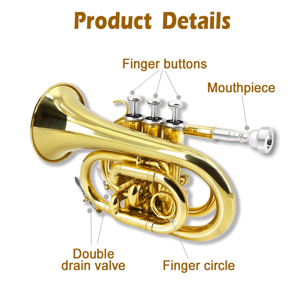 Bb Flat Pocket Trumpet with 7C Mouthpiece S438277