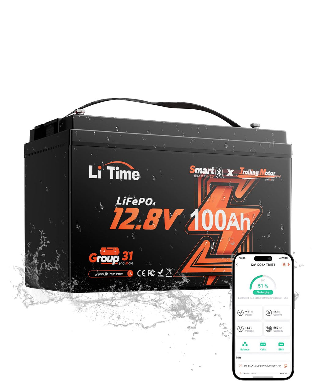 12V 100Ah LiFePO4 Trolling Motor Battery V579069