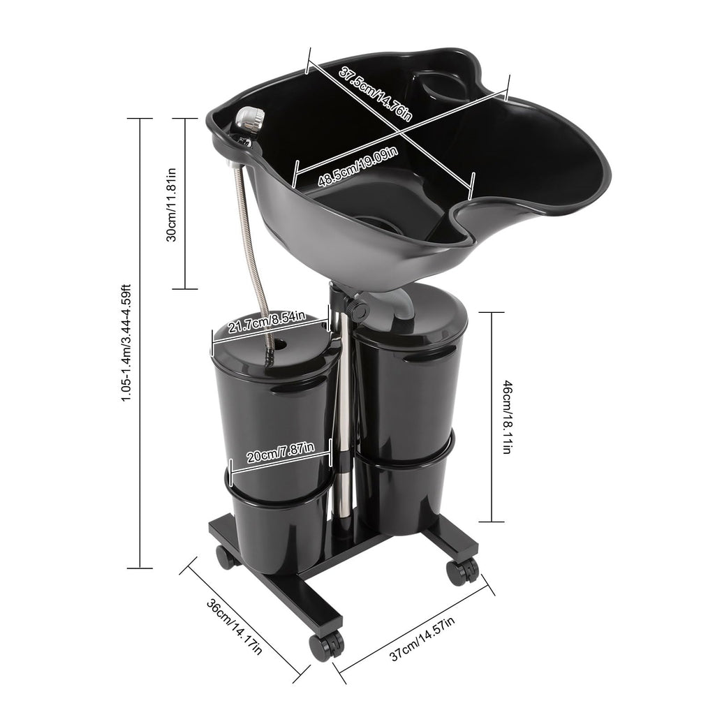 Portable Height & Angle Adjustable Shampoo Bowl with Electric Pump & 2 Bucket X183667