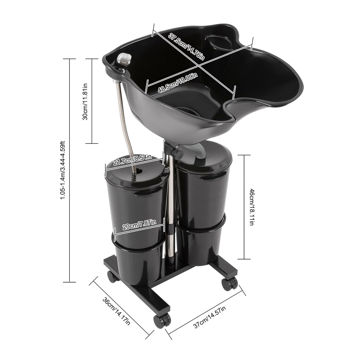 Portable Height & Angle Adjustable Shampoo Bowl with Electric Pump & 2 Bucket X183667