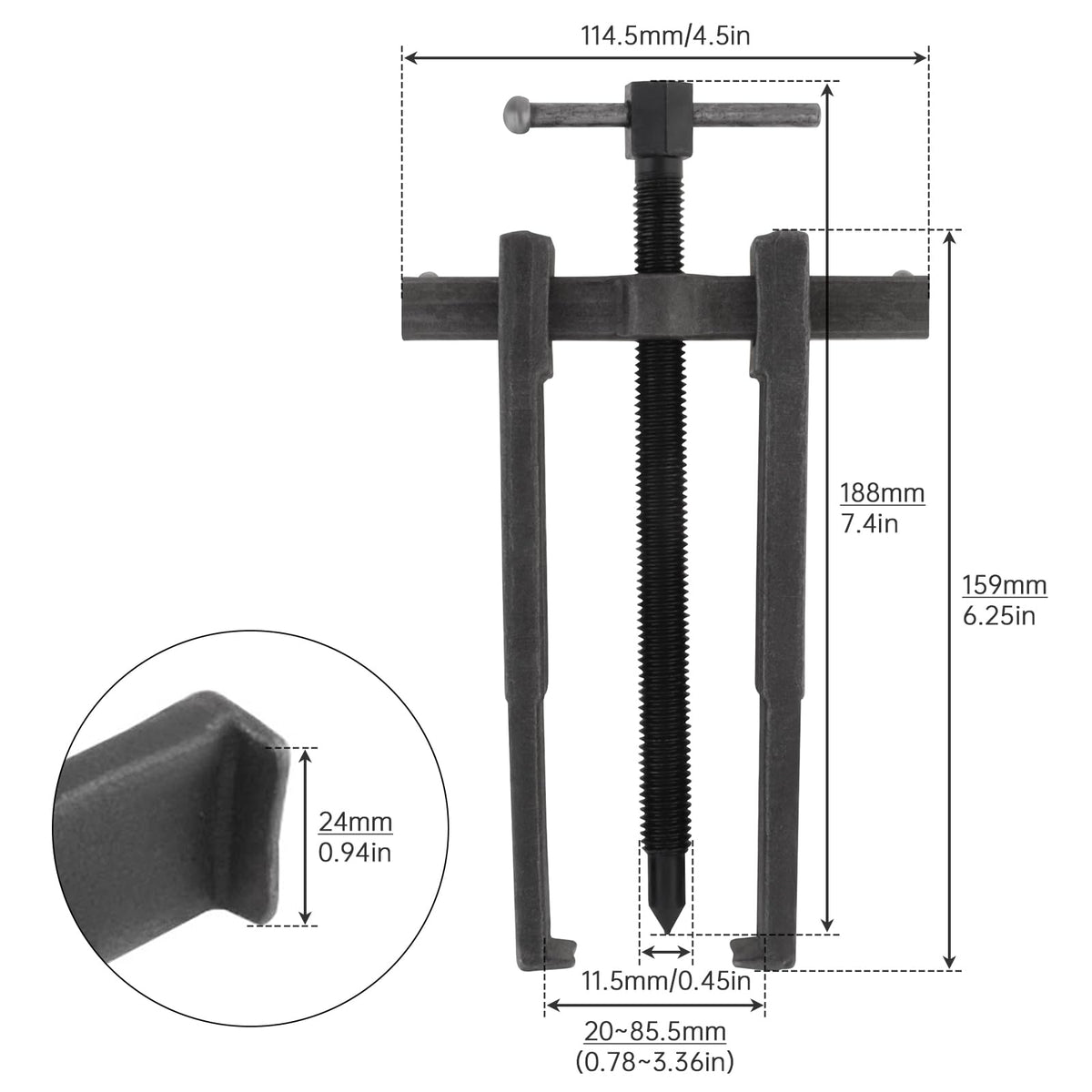 Adjustable Two Jaw Carbon Steel Bearing Puller 8 inch K251190