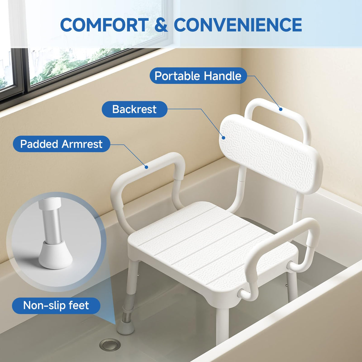 Shower Chair with Back & Arms D3475
