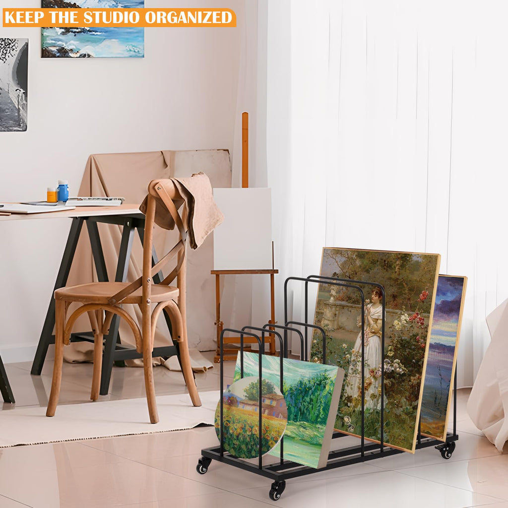Art Canvas Storage Rack with Wheels I638993