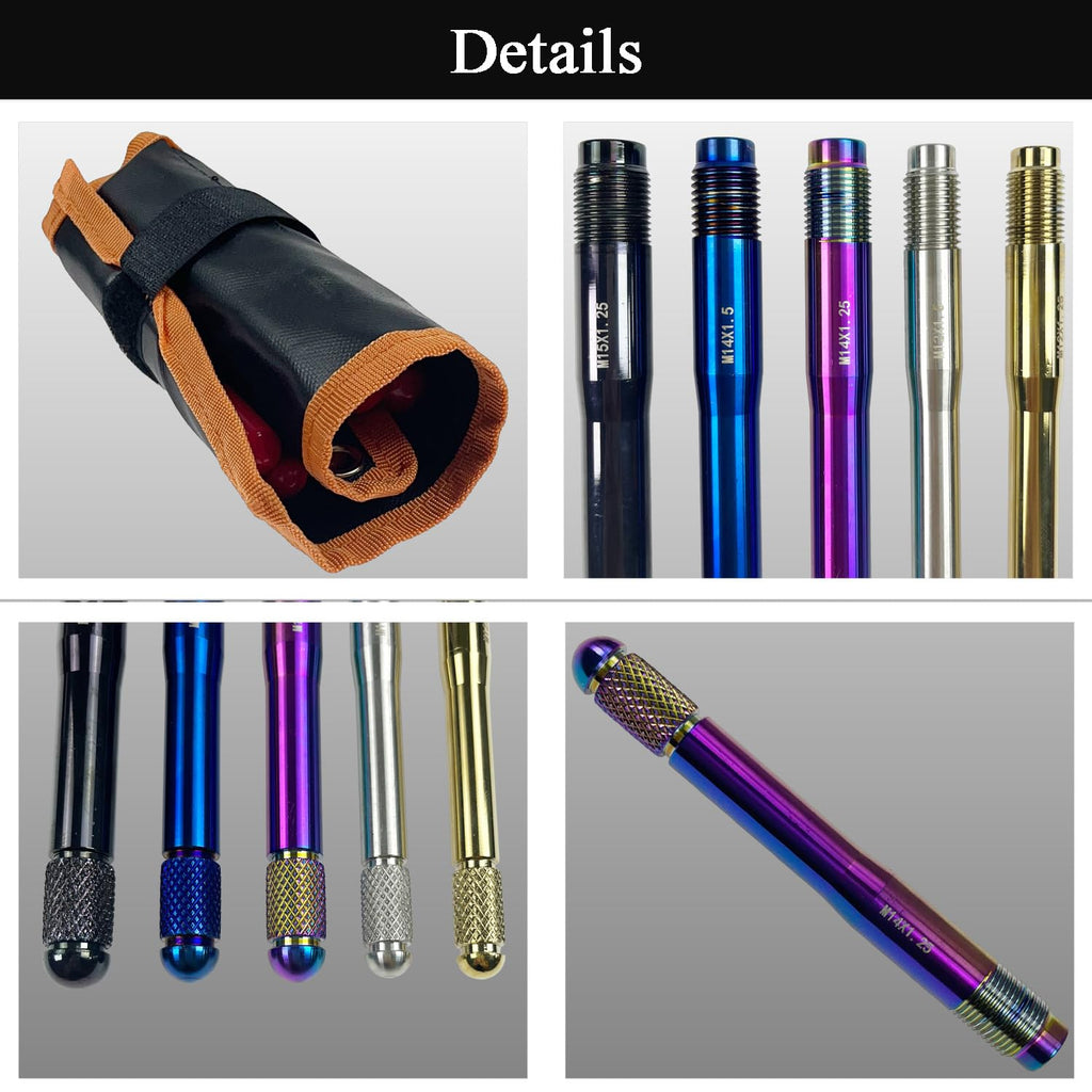 10PC Alloy Steel Wheel Alignment Pins Kit M12x1.5/1.25/M14x1.5/1.25/M15*1.25 Lug Bolt Guide Tool K475070