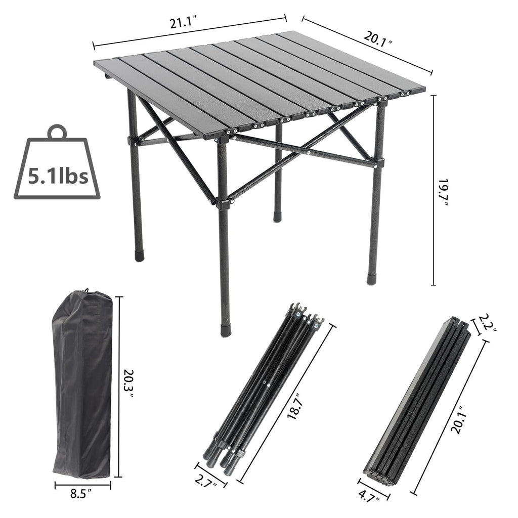 Portable Aluminum Folding Camping Table with Carry Bag V490000