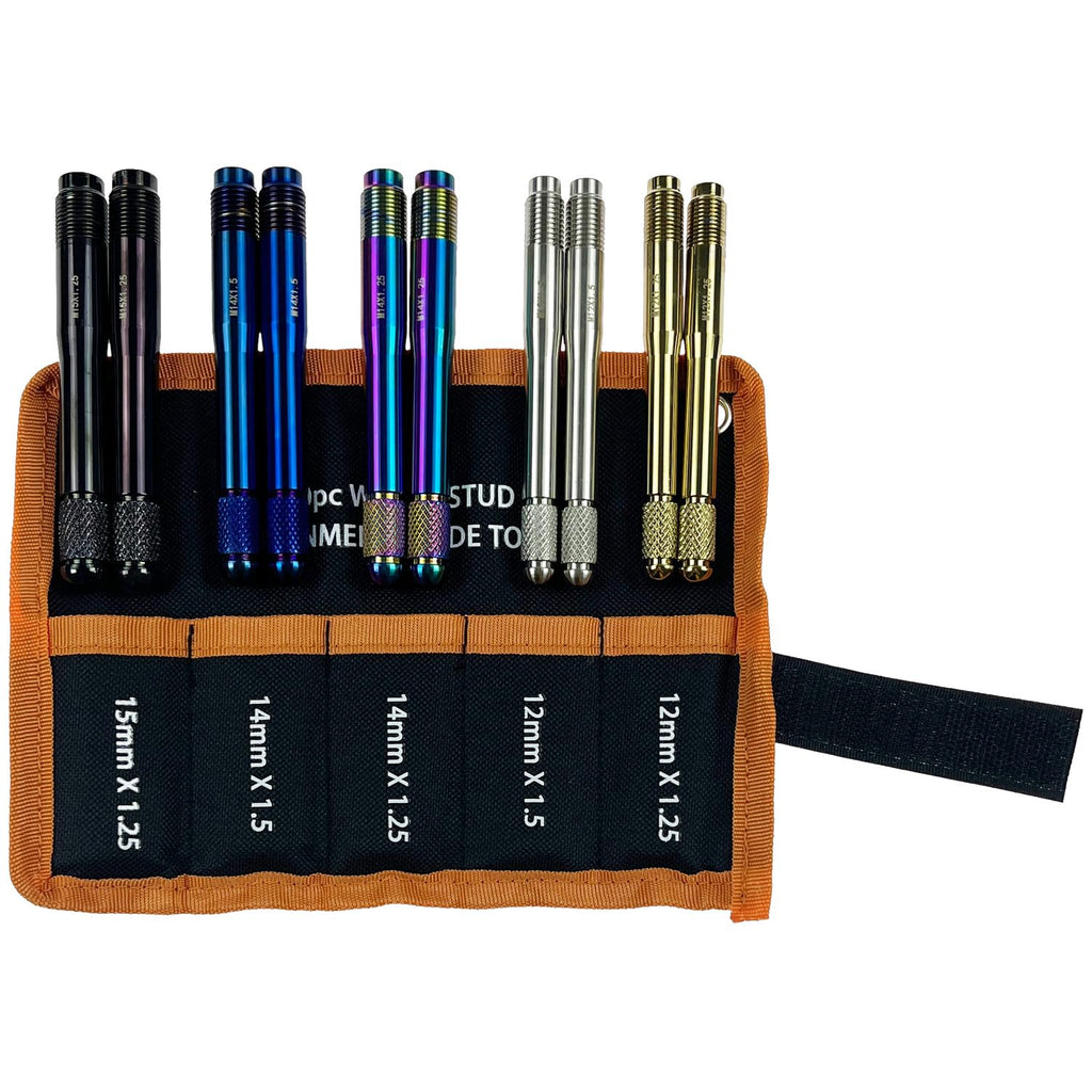 10PC Alloy Steel Wheel Alignment Pins Kit M12x1.5/1.25/M14x1.5/1.25/M15*1.25 Lug Bolt Guide Tool K475070