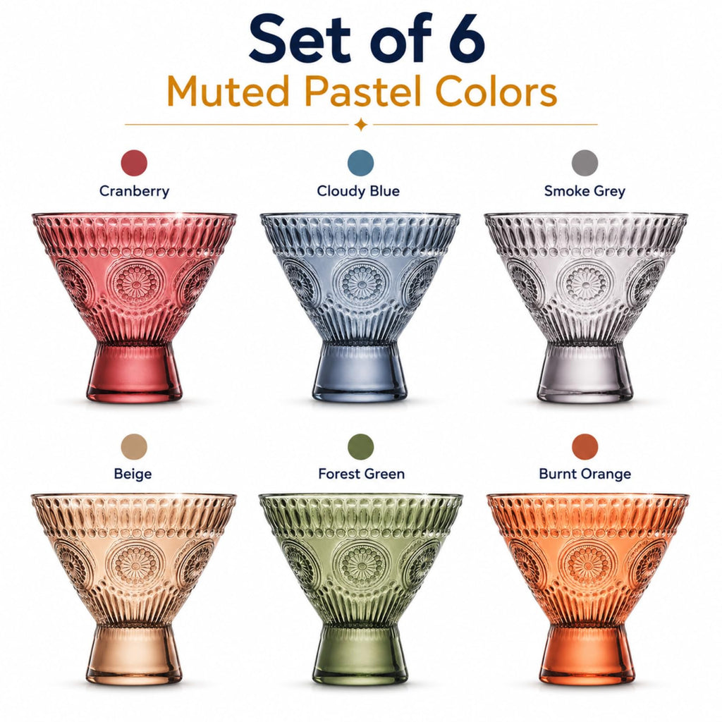 Stemless Martini & Cocktail Glasses Set of 6 P915