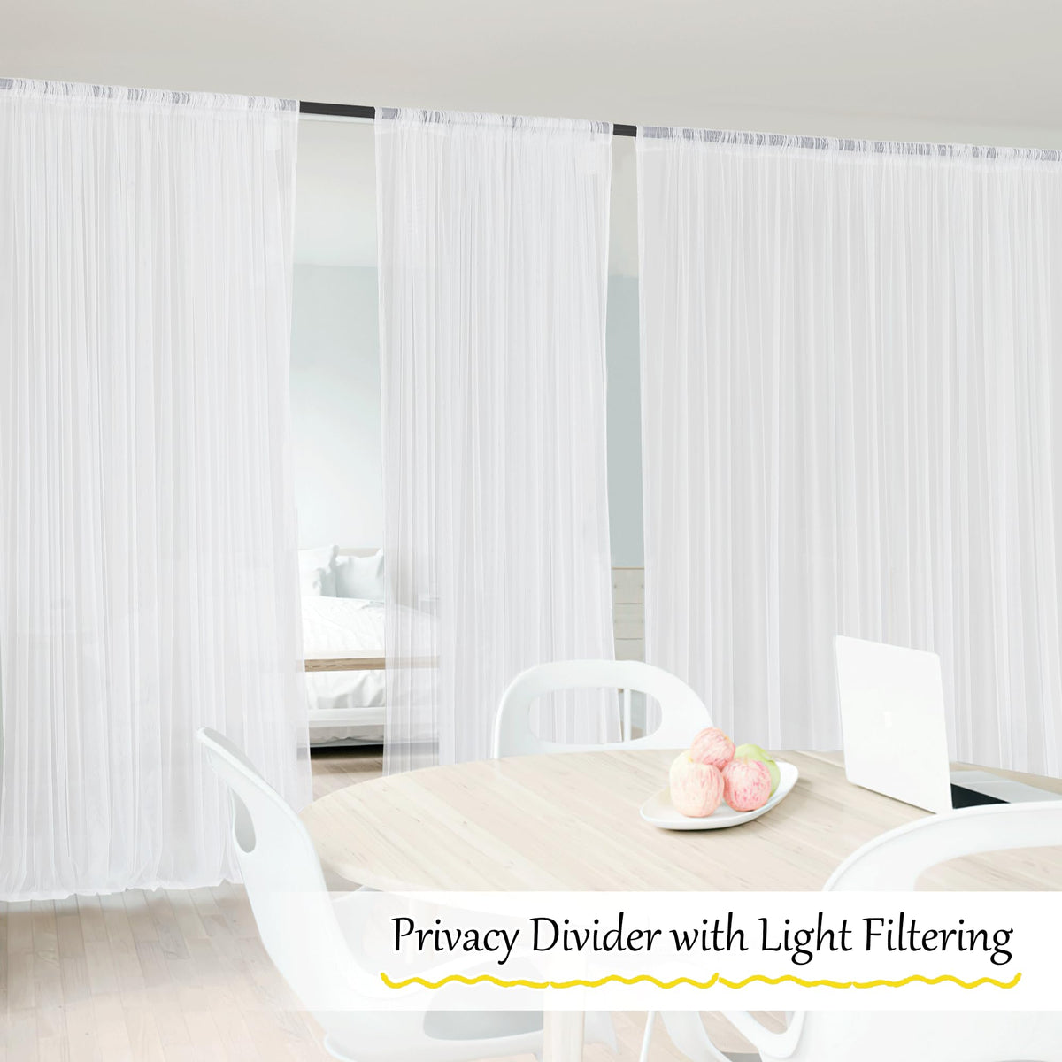 White 2 Panels Waterproof Mosquito Netting Curtains Q71614