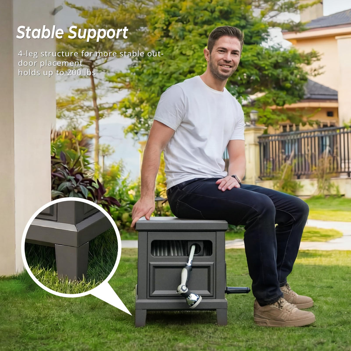 Heavy Duty Steel Garden Hose Reel Deck Box L692304