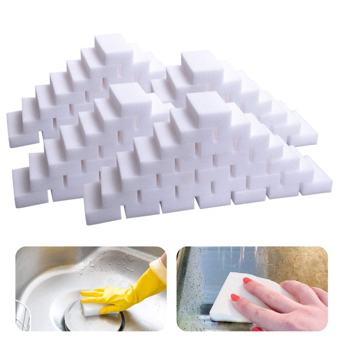 100 Pack Melamine Foam Sponge Eraser White K88501