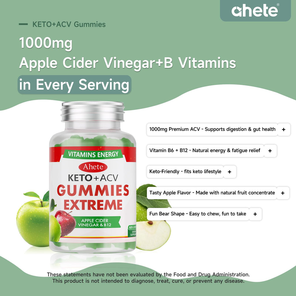 Apple Cider Vinegar Gummies with Vitamin B6, B12, Folate & Beet Root, 180 Gummies J17447