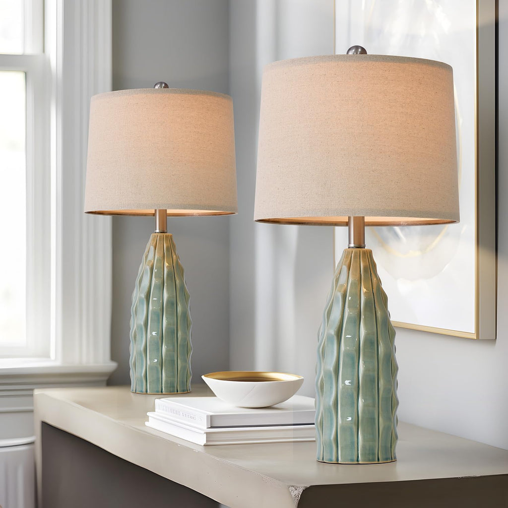 Ceramic Table Lamps Set of 2 Green B8341