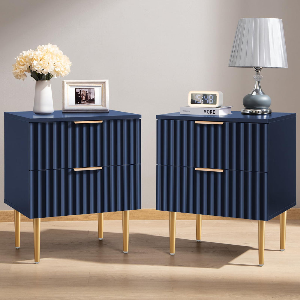 Glossy Nightstand Set of 2 with Drawers K948
