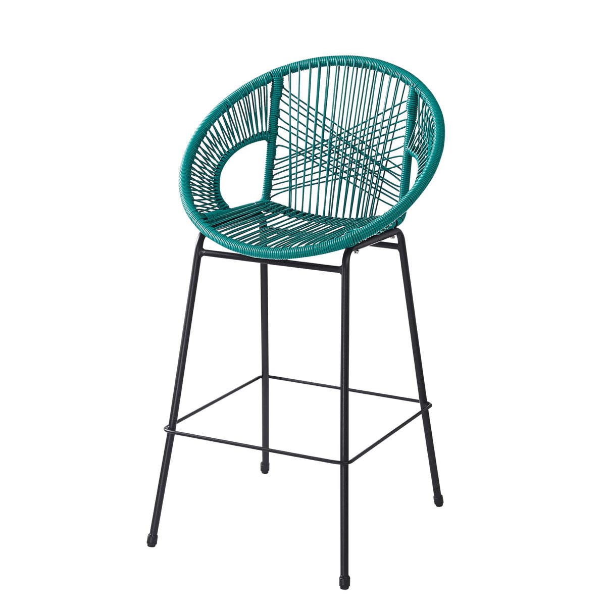 Teal Faux Wicker Outdoor Bar Stool Set of 2 P4344