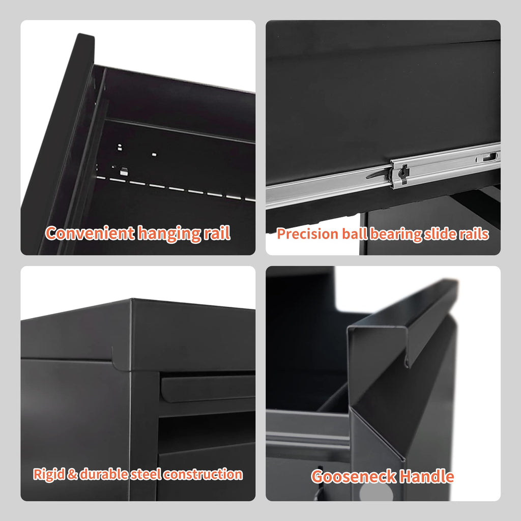 4 Drawer Black Metal File Cabinet with Lock G780988