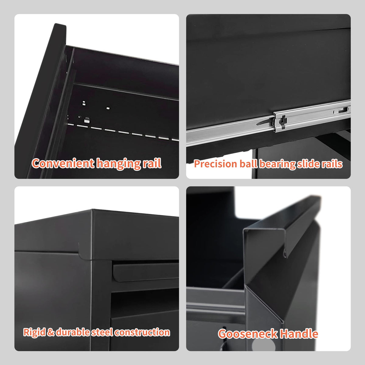 4 Drawer Black Metal File Cabinet with Lock G780988