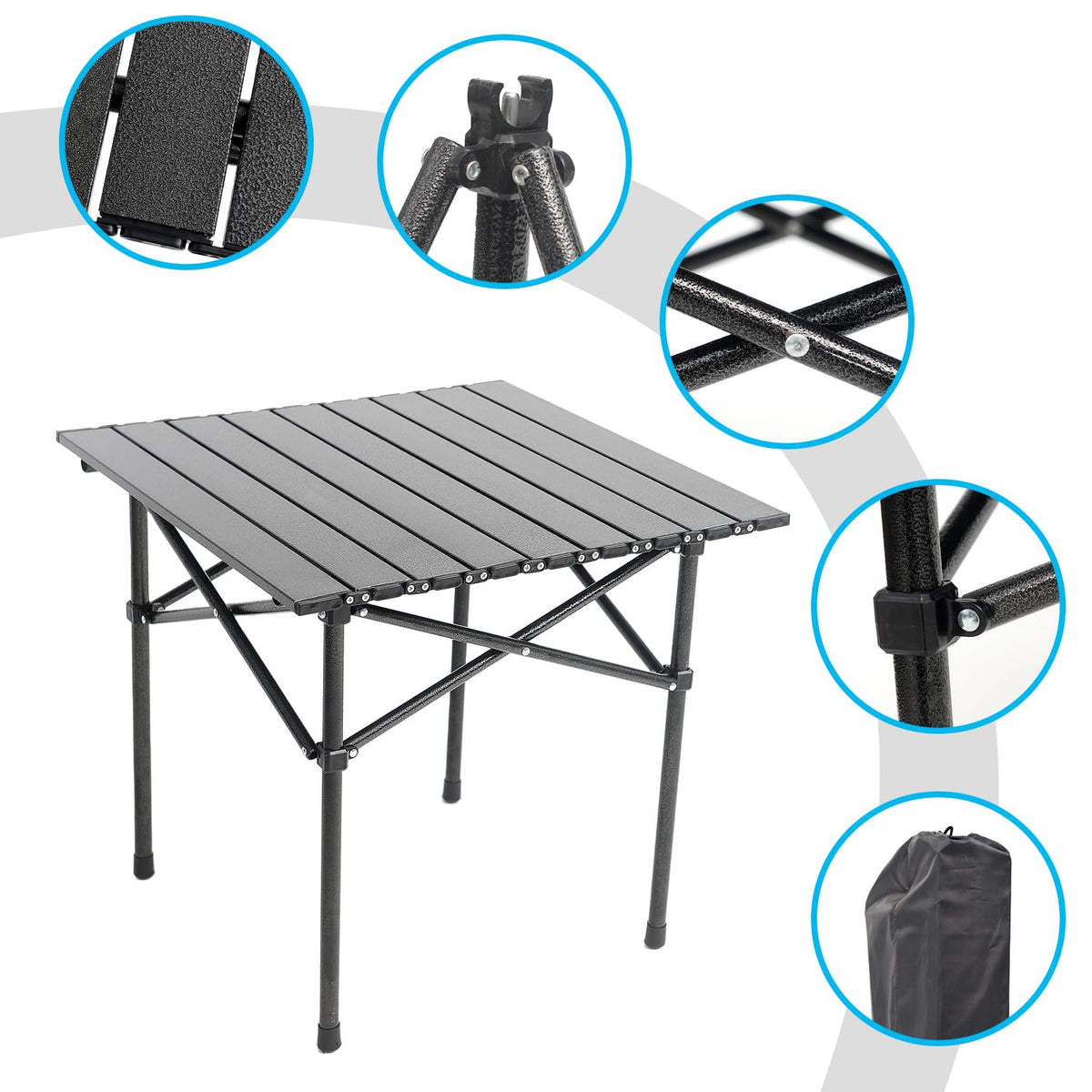 Portable Aluminum Folding Camping Table with Carry Bag V490000