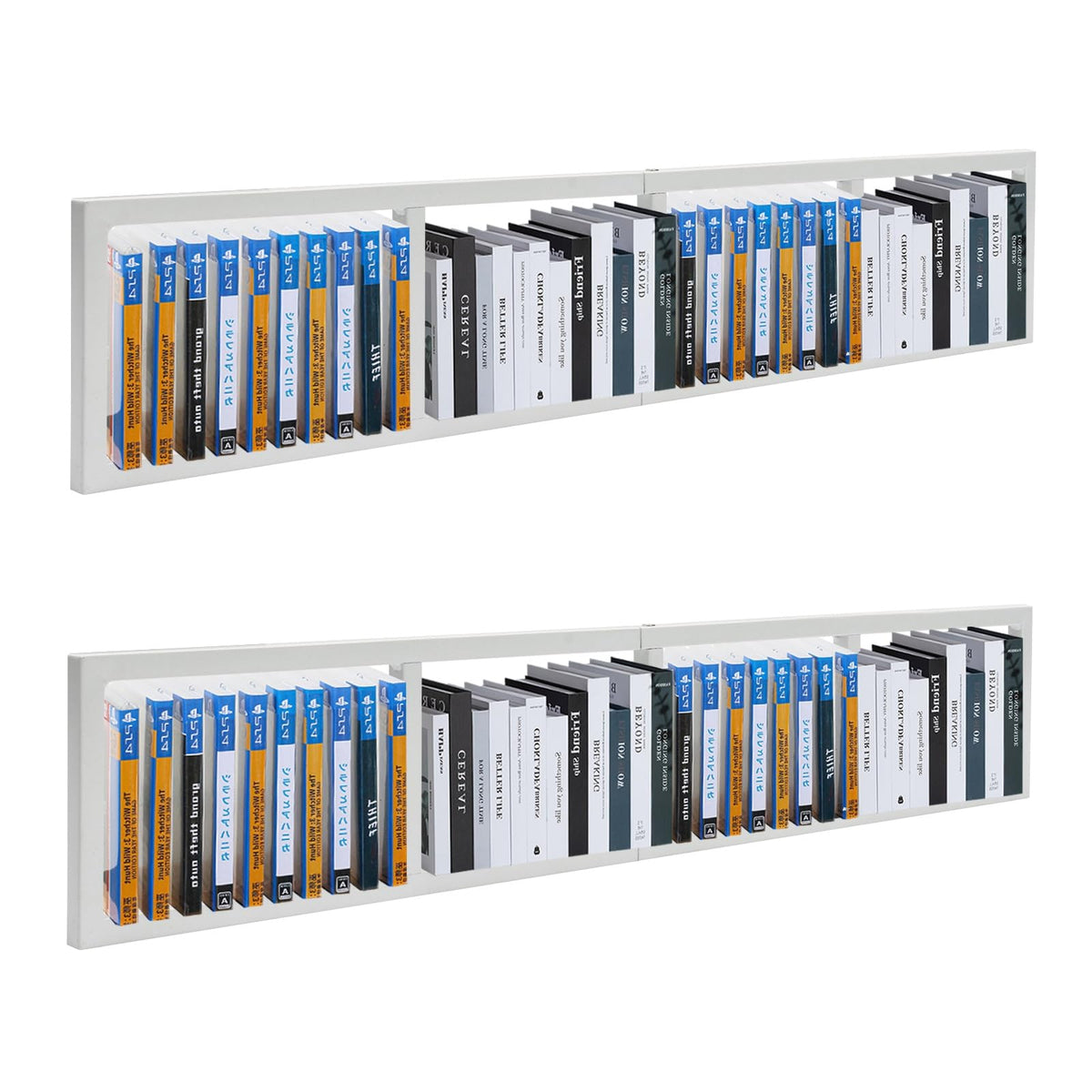 2 Pcs 34Inch White Wall Mount CD DVD Storage Shelf R446
