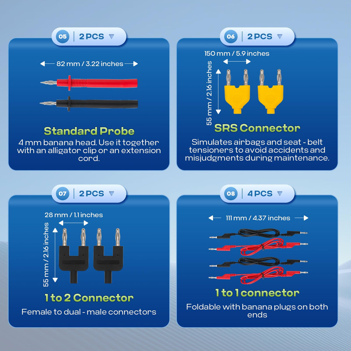 110 Pc Automotive Multimeter Test Leads Kit with Alligator Clips, Banana Plugs & Probes F435
