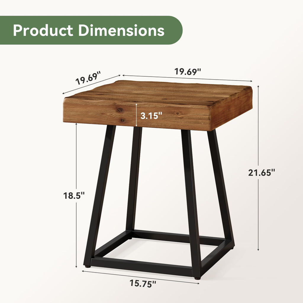 Solid Wood Nightstand with Metal Frame W432